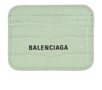 Balenciaga Croc-Embossed Cash Card Holder, &pound;120, Accessories, Green, Leather, Front view